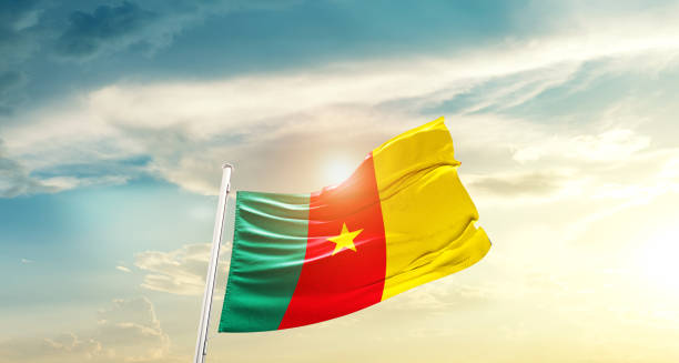 istock Cameroon national flag waving in beautiful sky. 1509160226