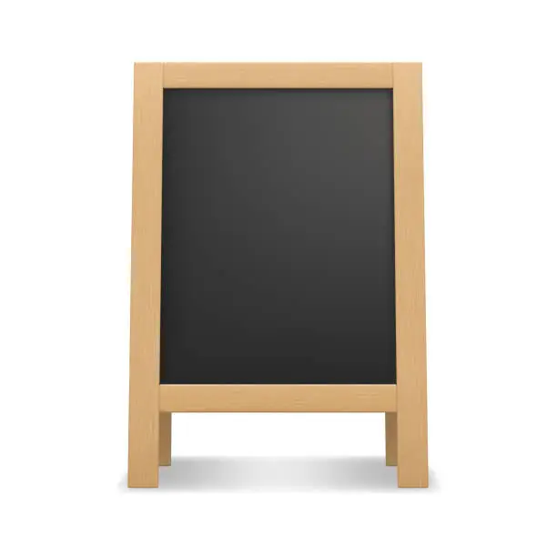 Vector illustration of Wood board 3d vector mockup, isolated chalkboard