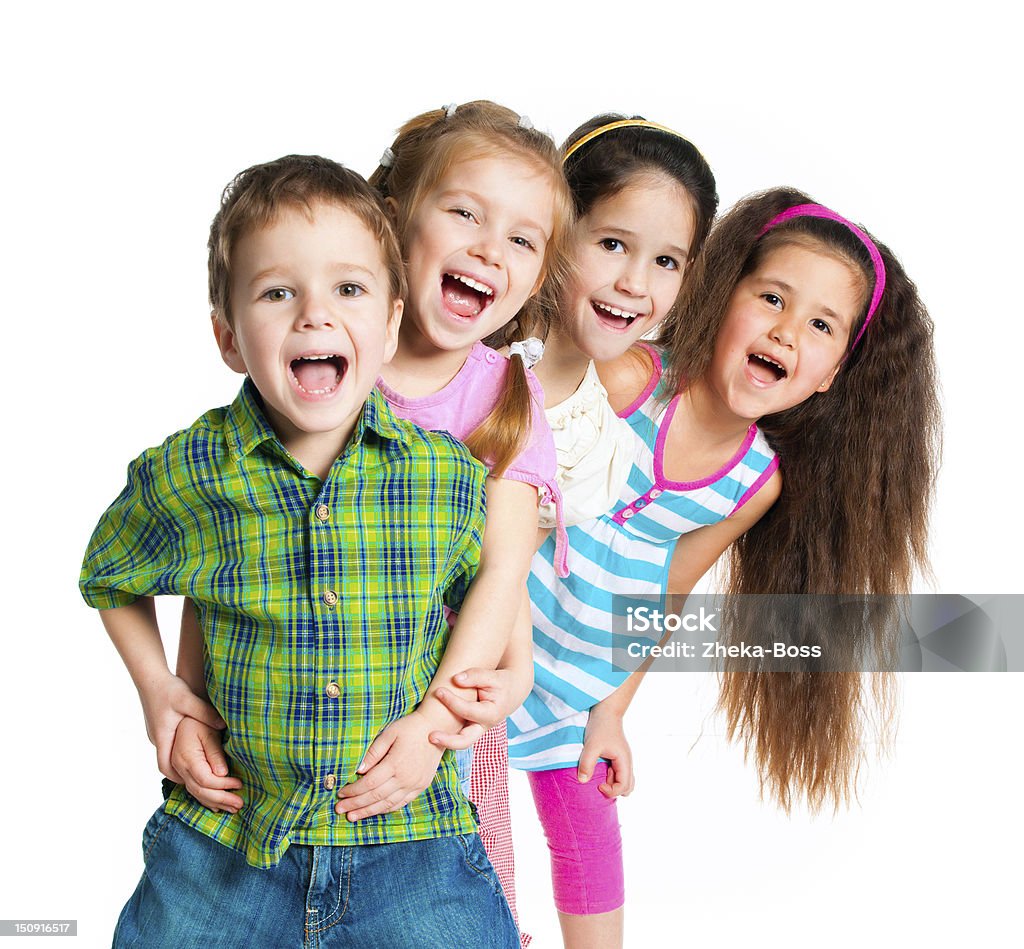 Fröhlich hübsche Kinder posieren mit einem weißen Hintergrund. - Lizenzfrei Vorschulkind Stock-Foto