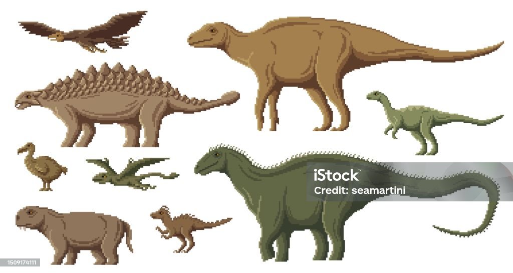 Pixel Art Dinosaur 8bit Game Dino Characters Stock Illustration - Download  Image Now - Animal, Animals In The Wild, Arcade - iStock