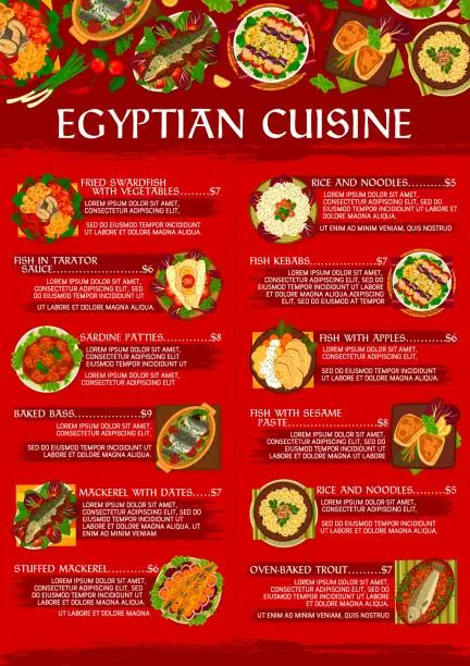 Vector illustration of Egyptian cuisine meals menu vector design template