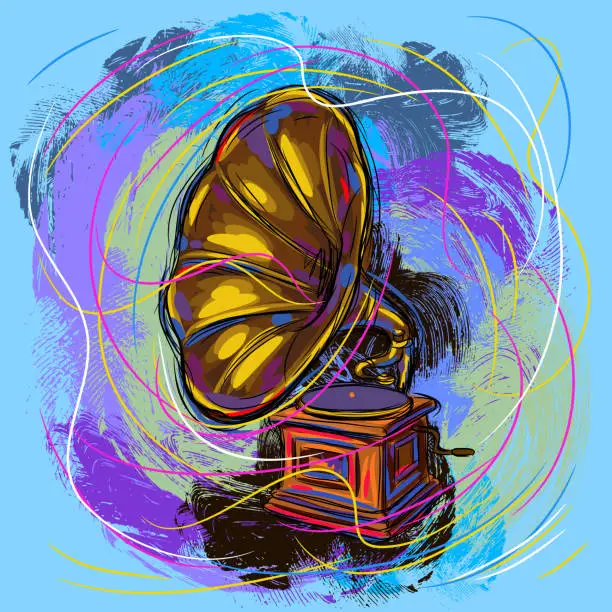 Vector illustration of Colorful Gramophone