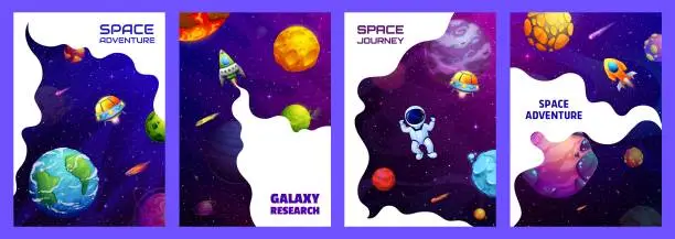 Vector illustration of Space landing pages and posters, space adventure