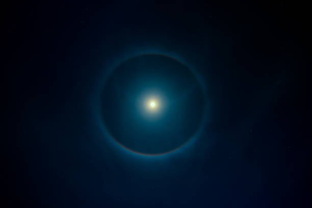 istock Bright moon with halo on night sky 1509180656