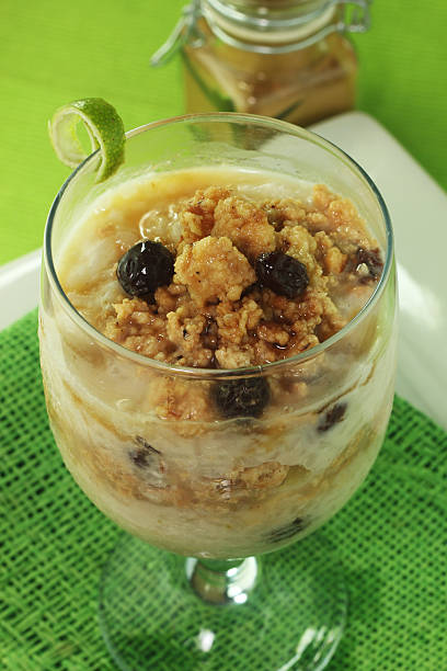 istock fudge served on a glass of rice pudding 150918189