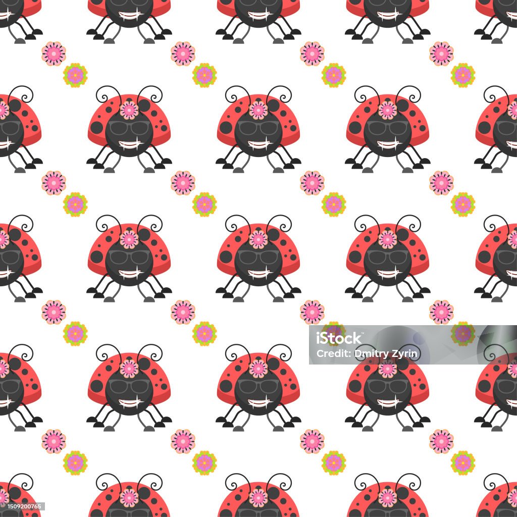 Ladybug Insect Pattern Seamless Pattern Abstract Elements Different Ladybug Insect Beetle With ...