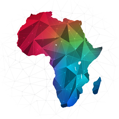 Africa Continent Map - Abstract polygon vector illustration low poly colorful style gradient graphic on white background