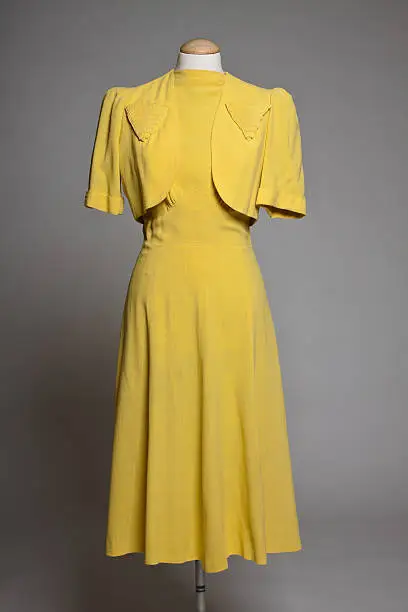 Vintage 40s yellow dress with matching bolero jacket.