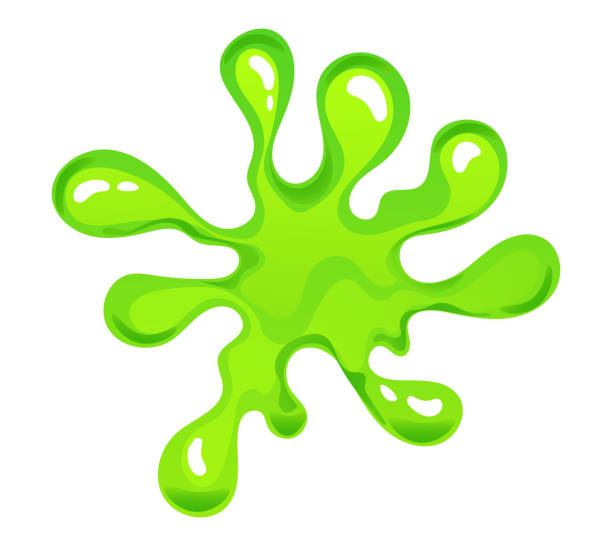 grüner schleim-klecks-splash-blot-blob isoliert auf weißem hintergrund. grafische illustration des vektordesigns - snail white background mollusk mucus stock-grafiken, -clipart, -cartoons und -symbole