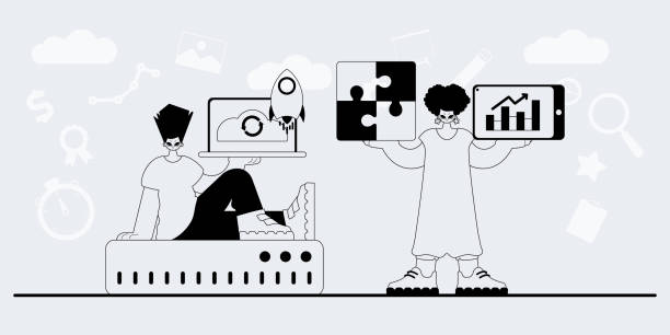 istock A team that specializes in SEO . trendy exemplar in a analogue manner. Trendy style, Vector Illustration 1509256237