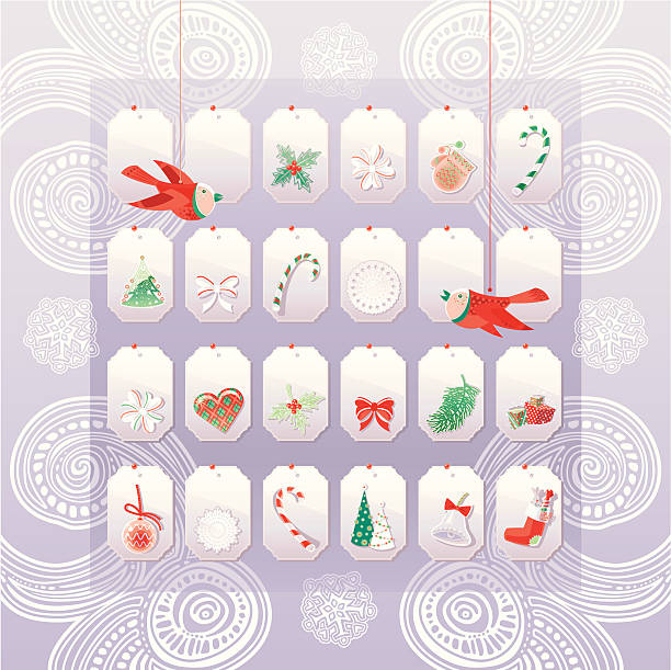 강림절 일정 - bird christmas holly christmas stocking stock illustrations