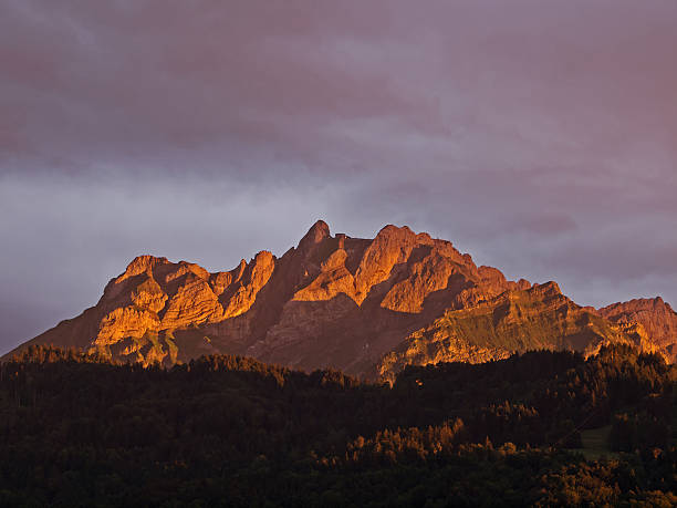 Mount Pilatus illuminated from the evening sun.