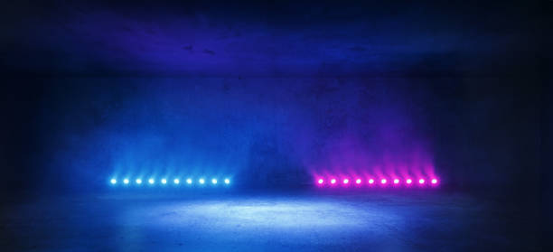 istock Neon futuristic concrete back lit spotlight product presentation, futuristic showcase illustration vector with copy space 1509290314