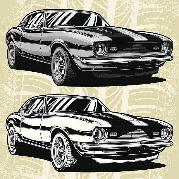 Camaro Classic 68 This is an illustration a=of a classic 68 Camaro SS. About 15 hours of labor in this build and also includes a black and white. This image would work well for car show posters and such. The image is editable but will require some familiarity with vector art. I kept it as simple as I could so the would be somewhat easy to do. All secondary color levels are removable down to a simple flat color image. The file is provided as an Illustrator 8 EPS and a 300dpi high-rez jpg. 1968 stock illustrations