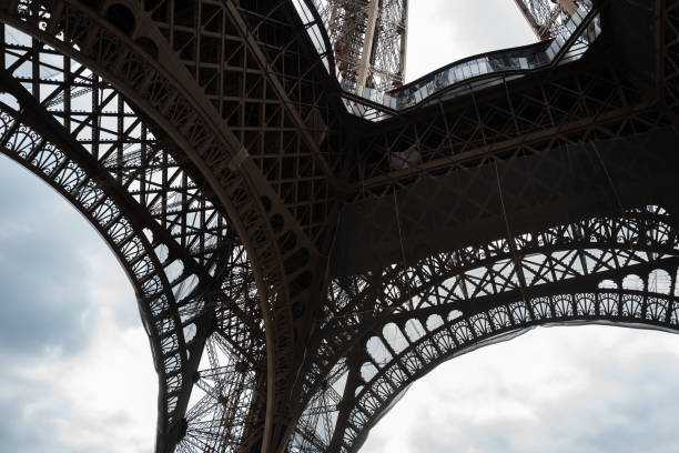 Underbelly of the Eiffel Tower stock photo