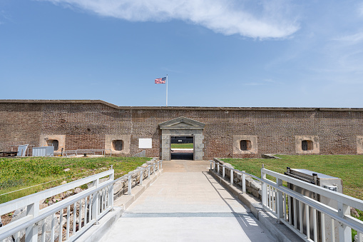 A photo of the entrance of Fort Sumter National Monument which is where the American Civil War Started.