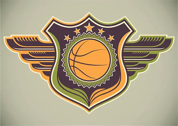 Vector illustration of Colorful basketball emblem.
