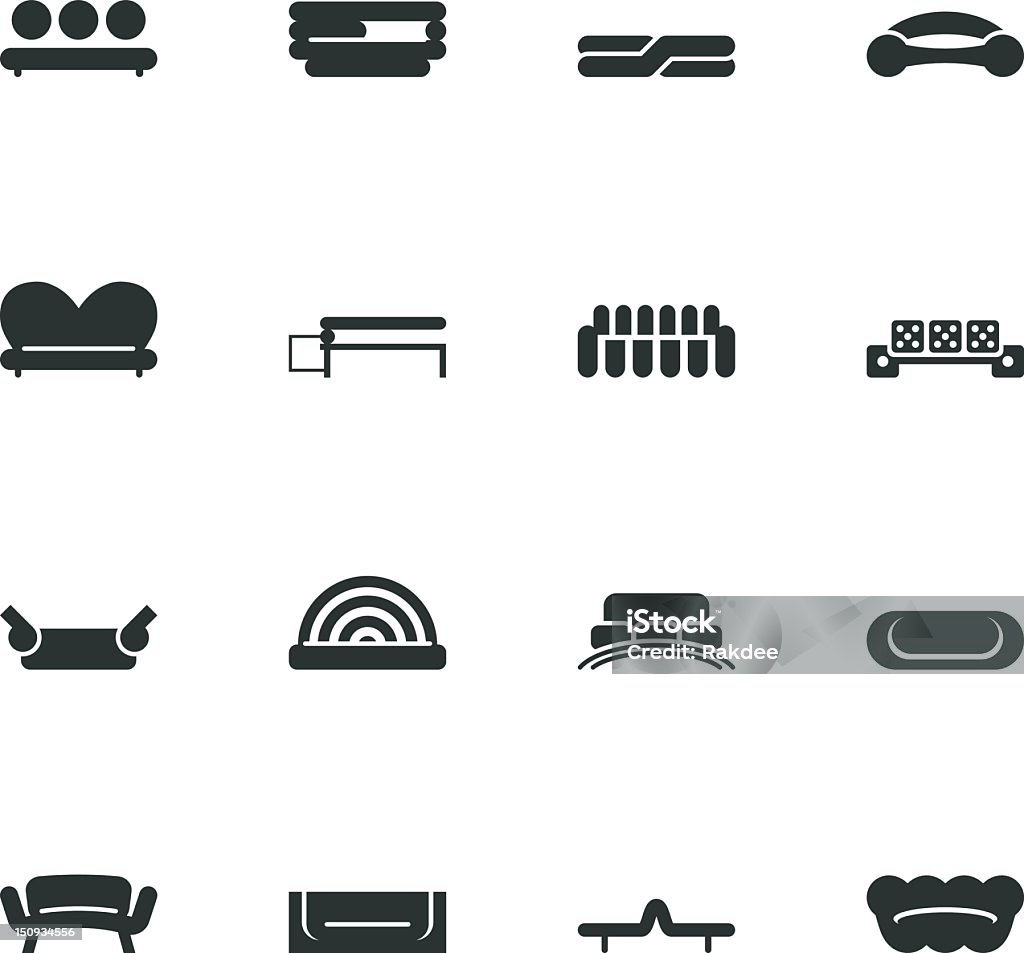 Sofa projekt sylwetka ikony - Grafika wektorowa royalty-free (Poduszka - Pościel)