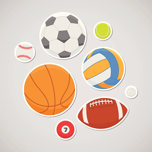 ilustrações, clipart, desenhos animados e ícones de bolas (autocolante) - tennis ball american football football