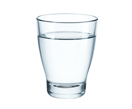 Glass with drinking water isolated on white. Clipping path included
