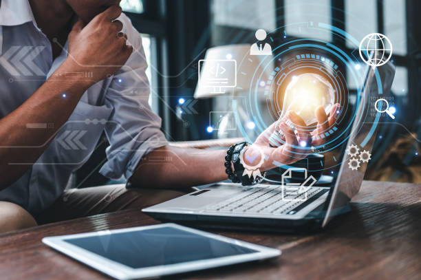 istock businessman hold light bulb and around that development symbol is showing. develop and plan be use. 1509375133