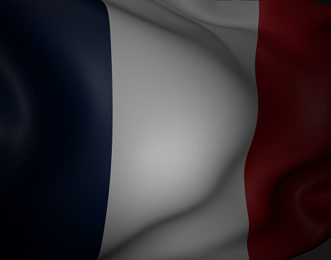 Waving French flag. 3d rendering illustration.