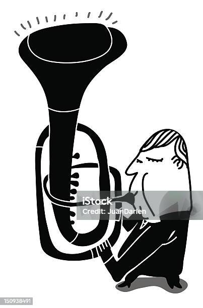 기묘한 나팔꽃 Trumpeter 재생 트럼펫에 대한 스톡 벡터 아트 및 기타 이미지 - 트럼펫, 검은색, 블루스