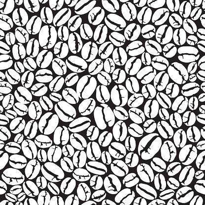 Coffee Bean Seamless Pattern. Vector Illustration of Coffee Beans for Coffee Industry, Cafes and Restauraunts