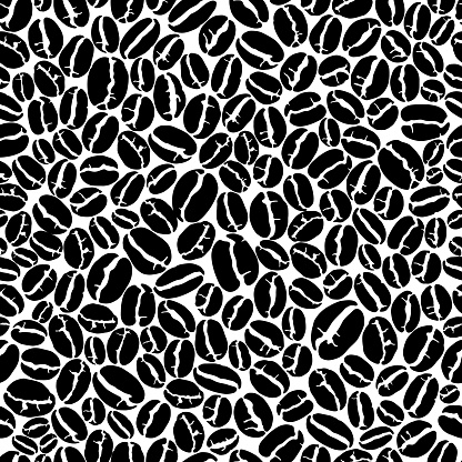 Coffee Bean Seamless Pattern. Vector Illustration of Coffee Beans for Coffee Industry, Cafes and Restauraunts