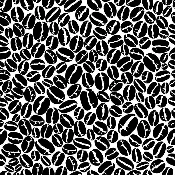 Vector illustration of Coffee Bean Seamless Pattern. Vector Illustration of Coffee Beans for Coffee Manufacture, Cafes and Restauraunts