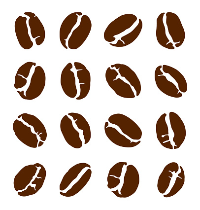 Coffee Bean Icon Set. Vector Illustration of Coffee Beans for Coffee Industry, Cafes and Restauraunts