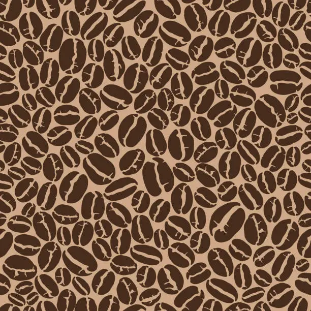 Vector illustration of Coffee Bean Seamless Pattern. Vector Illustration of Coffee Beans for Coffee Manufacture, Cafes and Restauraunts