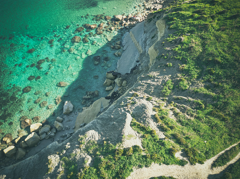 coastline malta drone point of view.