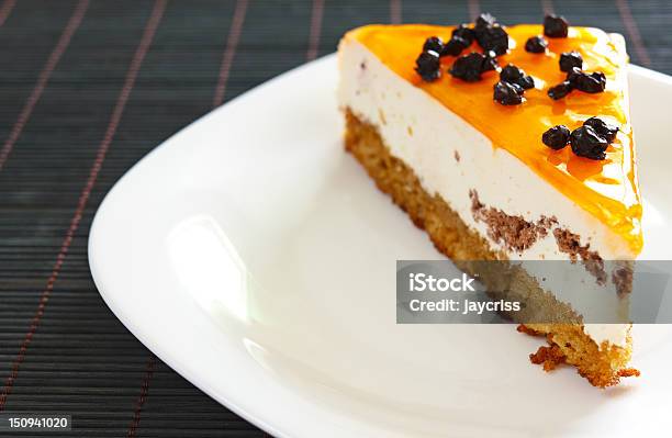 Orange Jelly Cake With Mousse And Cranberries On Top Stock Photo - Download Image Now