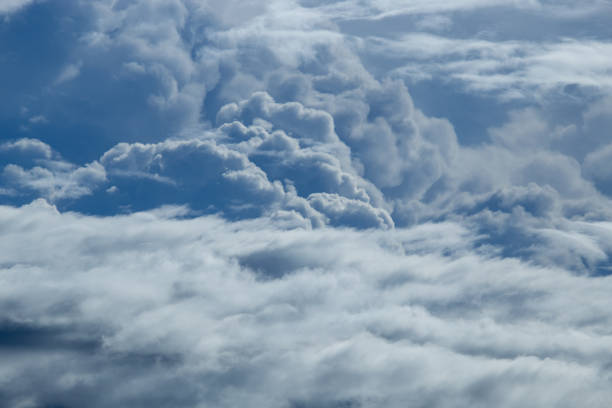 The evening sky was blue, grey, white clouds, hurry back home, rain coming. Samutprakarn, Thailand.