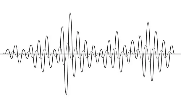 Vector illustration of Sound Wave Vector. Waves as Audio Equalizer Isolated on Background. Audio Technology. Pulse Musical Waveform