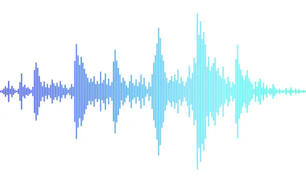 Vector illustration of Sound Wave Vector. Waves as Audio Equalizer Isolated on Background. Audio Technology. Pulse Musical Waveform