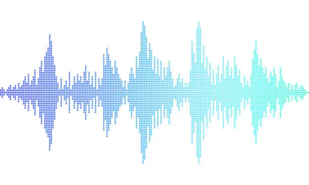 Vector illustration of Sound Wave Vector. Waves as Audio Equalizer Isolated on Background. Audio Technology. Pulse Musical Waveform