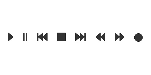 Music and Video Player Button Icons. Vector. Isolated on Background