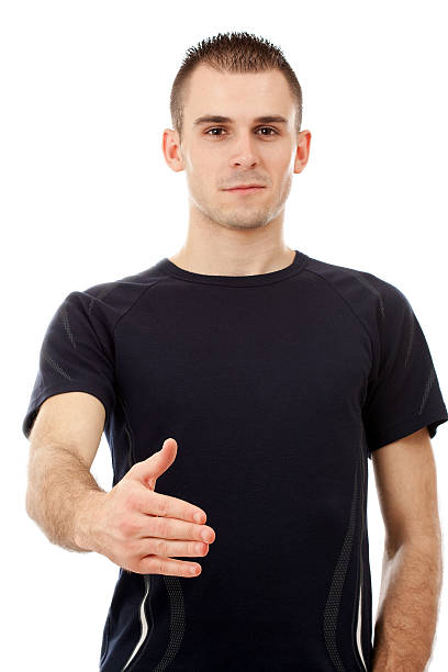 istock Young casual man offering to shake hands 150942829
