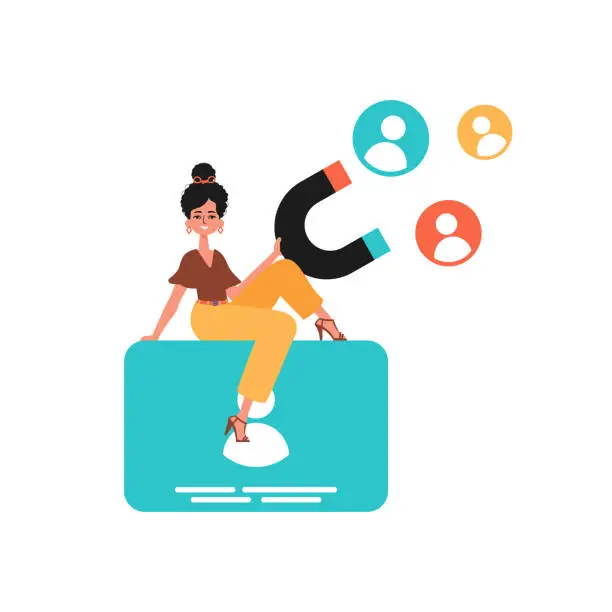 Vector illustration of The girlfriend holds a hustle wag in his die , which attracts reckon. Trendy style, Vector Illustration