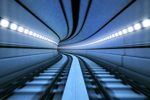 Train Tunnel with motion blur.