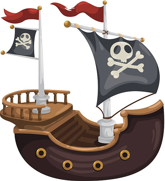 piratenschiff vektor - industrial ship military ship shipping passenger ship stock-grafiken, -clipart, -cartoons und -symbole