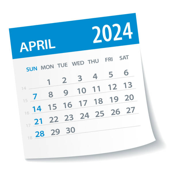 illustrations, cliparts, dessins animés et icônes de calendrier avril 2024 feuille - illustration vectorielle - palm leaves