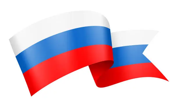 Vector illustration of Russia Flag Ribbon - Vector Stock Illustration