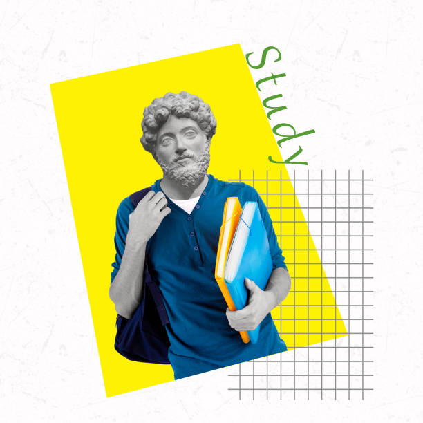 istock Creative collage of a student headed by a statue. 1509475220