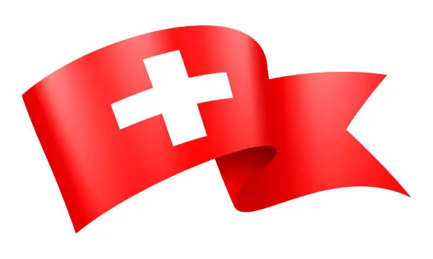 Vector illustration of Switzerland Flag Ribbon - Vector Stock Illustration