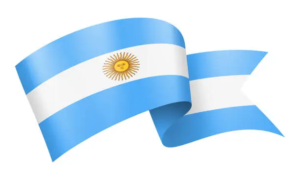 Vector illustration of Argentina Flag Ribbon - Vector Stock Illustration