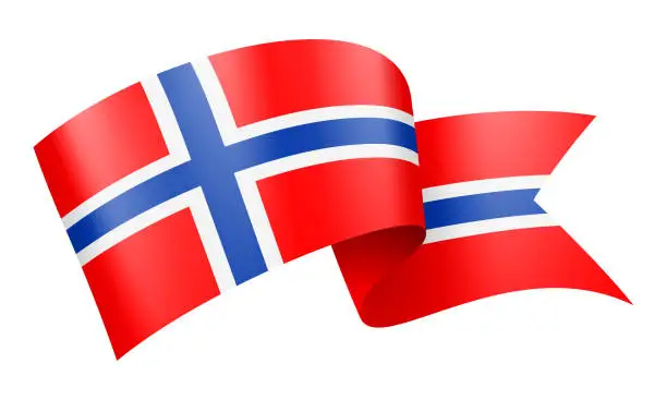 Vector illustration of Norway Flag Ribbon - Vector Stock Illustration