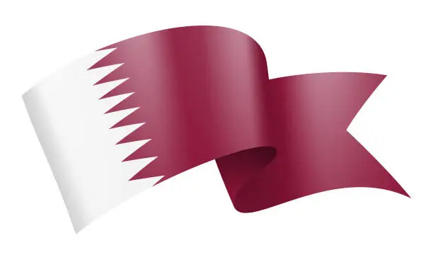 Vector illustration of Qatar Flag Ribbon - Vector Stock Illustration